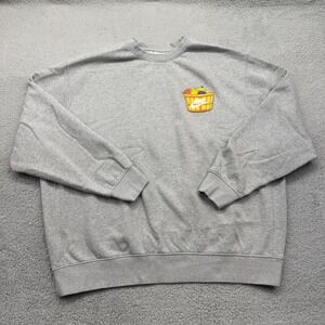Nike DQ1057-063‎ Mens XXL Balanced Diet Graphic Gray Fleece Crewneck Sweatshirt